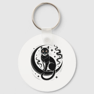 Mindful Cat Lotus Flower Yoga Spirituality Tee  Key Ring