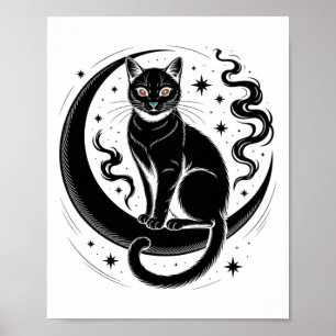 Mindful Cat Lotus Flower Yoga Spirituality Tee Poster