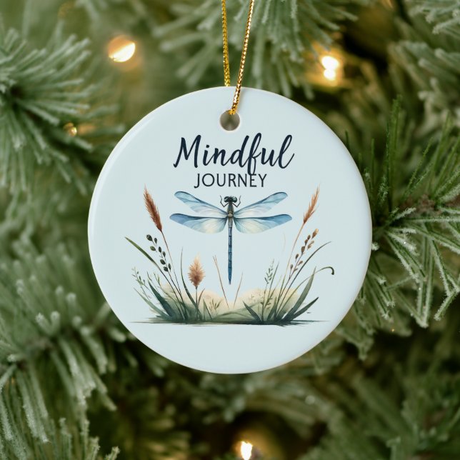 Mindful Journey - Dragonfly Nature Ceramic Ornament (Tree)