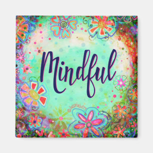 Mindful Pretty Blue Floral Modern Inspirivity Magnet