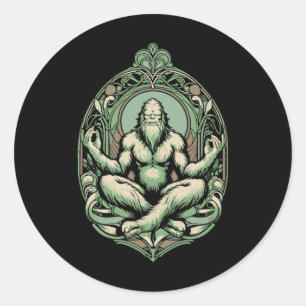 Mindful Sasquatch - Bigfoot Yoga Meditation Classic Round Sticker