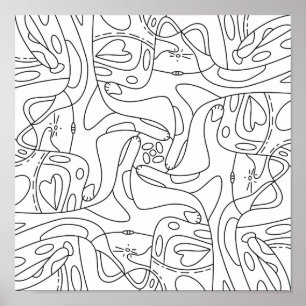 Mindful Summer: Funny Melting Cats Colouring Poste Poster