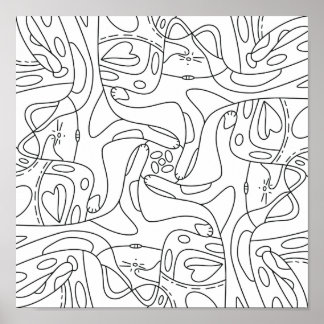 Mindful Summer: Funny Melting Cats Colouring Poste Poster