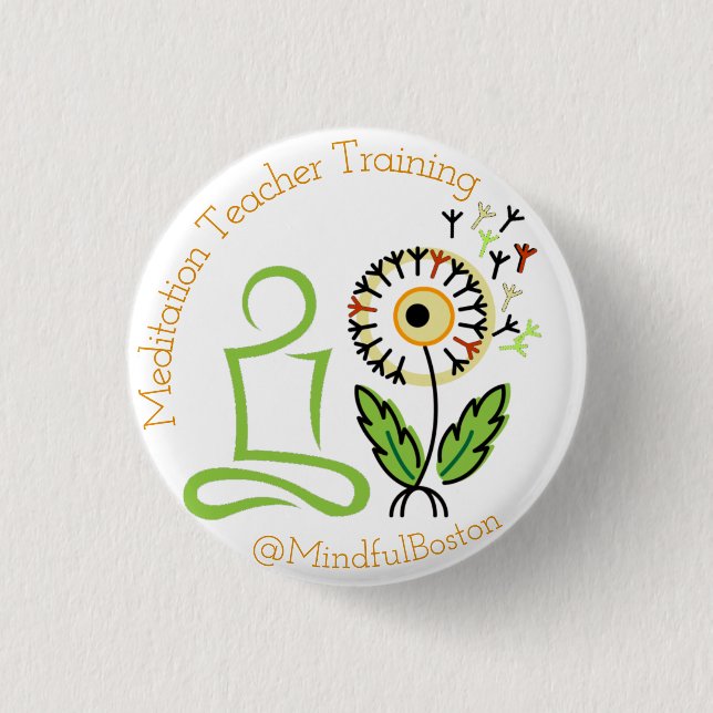 MindfulBoston Button: Meditation Teacher Training 3 Cm Round Badge (Front)