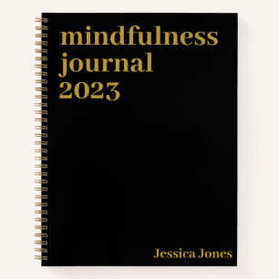 Mindfulness Black Gold Minimalist Text Notebook
