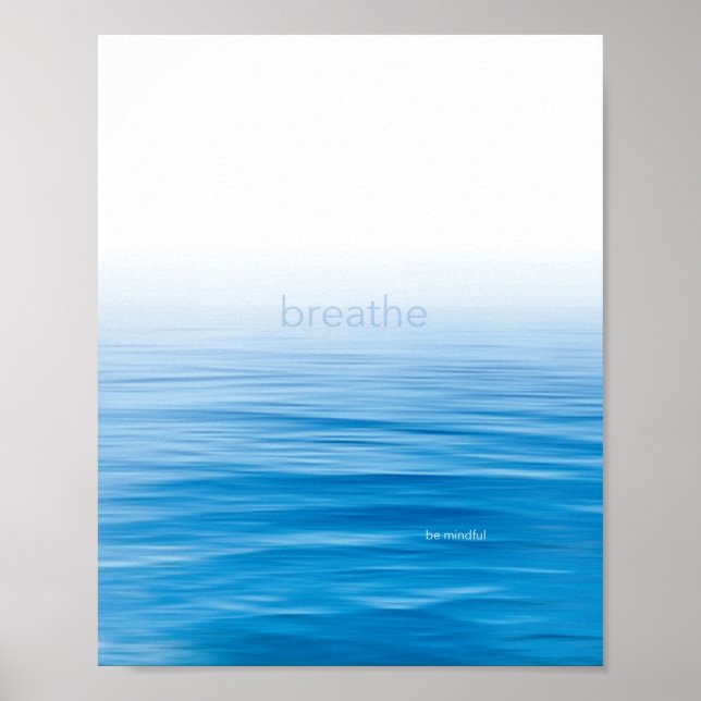 Mindfulness blue and white water minimalist poster (Front)