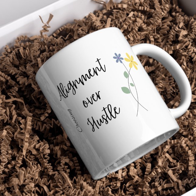 Mindfulness Coffee Mug Positive Motivational Quote (Bloom at your own pace)