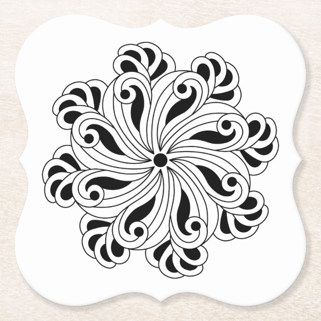 Mindfulness Flower Mandala Design Paper Coaster (Front)