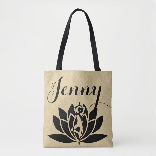 Mindfulness Gift Yoga Meditation Lotus Named Tote Bag (Front)