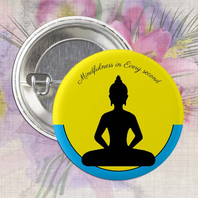 Mindfulness in Every Second /Meditation & Yoga 3 Cm Round Badge (Creator Uploaded)
