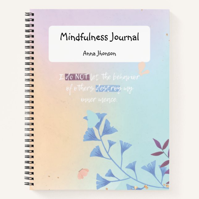 Mindfulness Journal Monogram Inspirational Quote (Front)