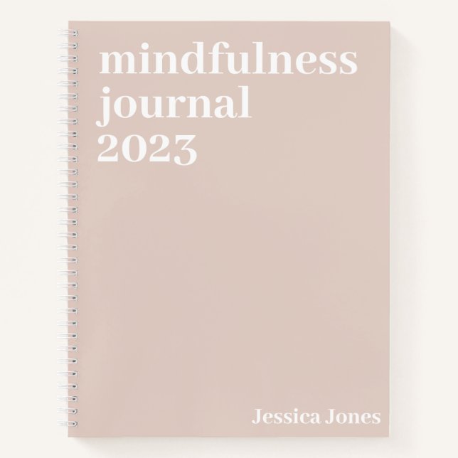 Mindfulness Light Pink White Minimalist Notebook (Front)