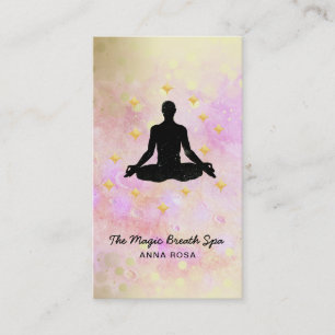 *~* Mindfulness Man Yoga Glitter Gold Meditation Business Card