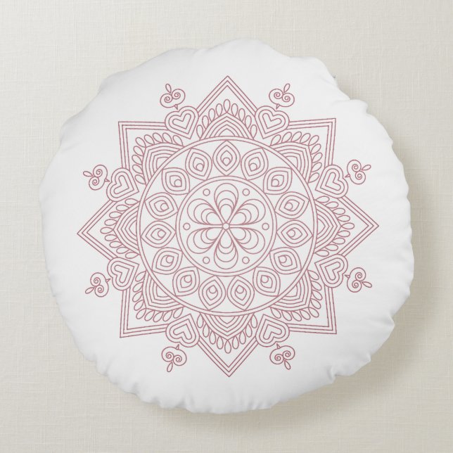 Mindfulness Mandala Design Round Pillow (Back)
