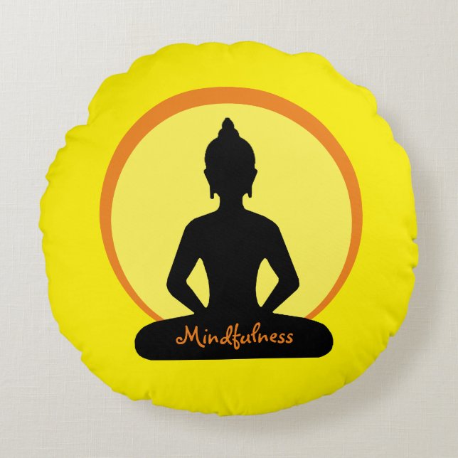Mindfulness & Meditation (Buddha Studio decor) Round Cushion (Front)