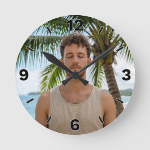 Mindfulness Meditation Tropical Relaxation Zen Round Clock