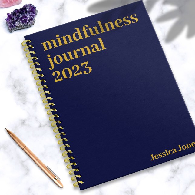 Mindfulness Navy Blue Gold Minimalist Notebook (In Situ)