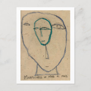 Mindfulness of mind in mind. Buddhist concept Postcard