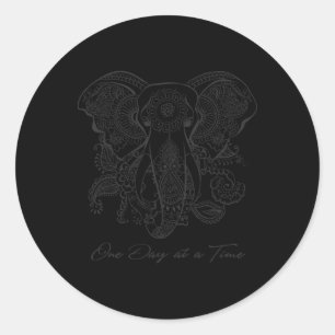 Mindfulness Saying Mandala Elephant Yoga Tee One D Classic Round Sticker