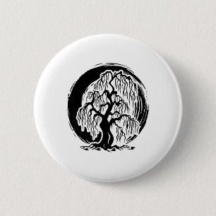 Mindfulness Weeping Willow Tree Meditation Buddhis 6 Cm Round Badge