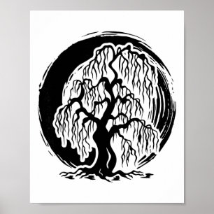 Mindfulness Weeping Willow Tree Meditation Buddhis Poster