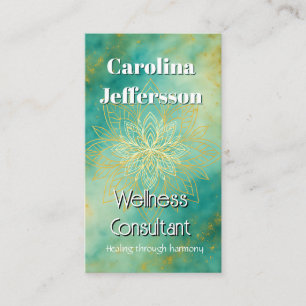 Mindfulness Wellness Consultant Zen Lotus Teal Business Card