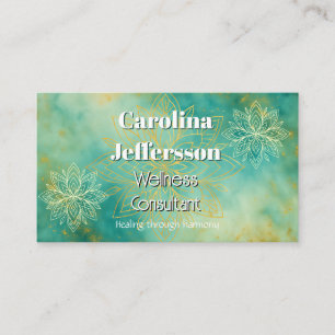 Mindfulness Wellness Consultant Zen Lotus Teal Business Card