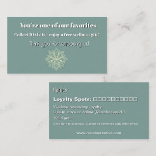 Mindfulness Wellness Consultant Zen Lotus Teal Loyalty Card