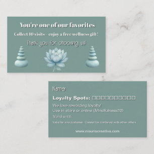 Mindfulness Wellness Consultant Zen Lotus Teal Loyalty Card