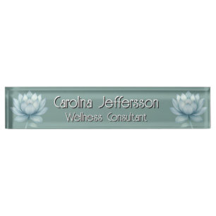 Mindfulness Wellness Consultant Zen  Lotus Teal Nameplate