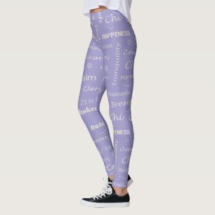 Mindfulness Wellness Words Typographic Pattern Leggings