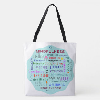 Mindfulness Word Jumble Tote Bag