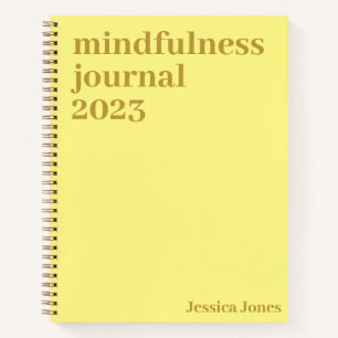 Mindfulness Yellow Gold Minimalist Text Notebook