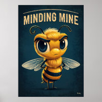 Minding Mine Bee – Funny Cartoon Character Art