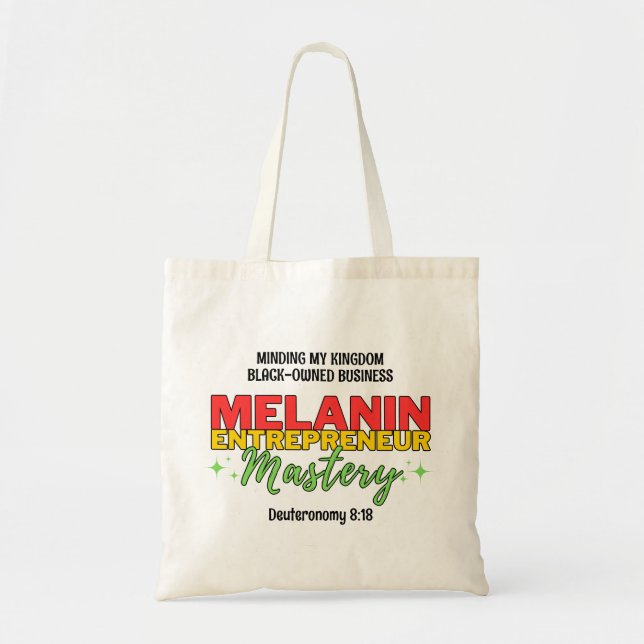 Minding My Black-Owned Business MELANIN MASTERY Tote Bag (Front)