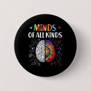 Minds Of All Kinds Neurodiversity Autism Awareness 6 Cm Round Badge