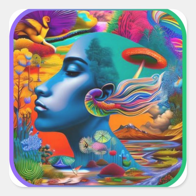 Mindscape Psychedelic Colourful Good Trip #2 Square Sticker (Front)