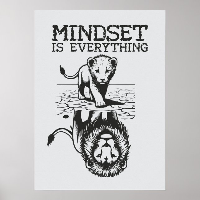 Mindset Is Everything, Cat Lion - Gym, Success Poster (Front)