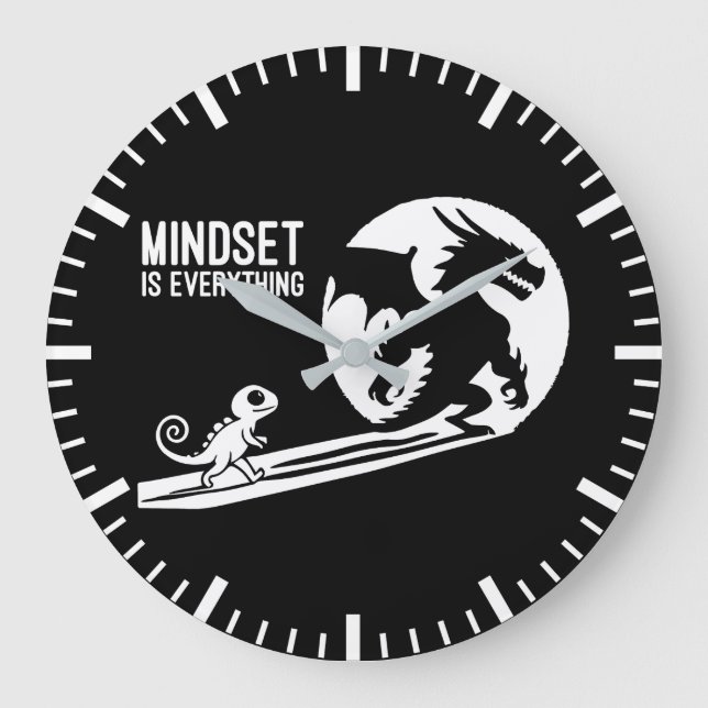 Mindset Is Everything, Dragon - Success Motivation Large Clock (Front)