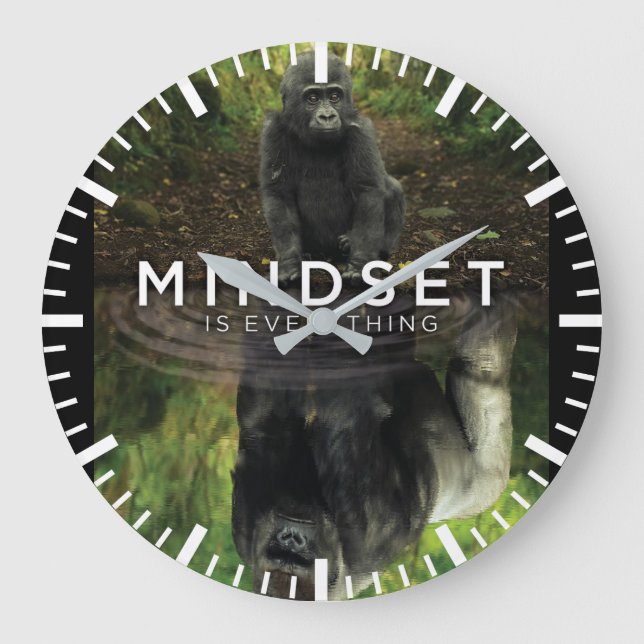 Mindset Is Everything - Gorilla Motivational Large Clock (Front)