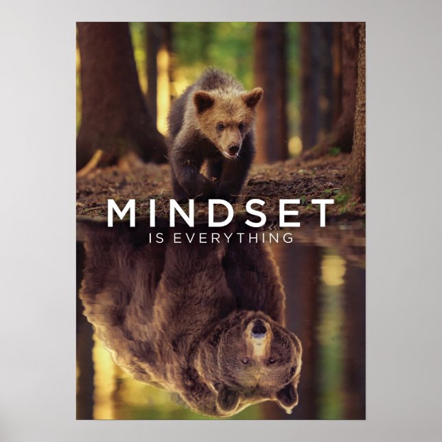 Mindset Is Everything - Grizzly Bear Motivational Poster (Front)