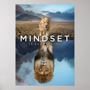 Mindset Is Everything - Lion Reflection Poster
