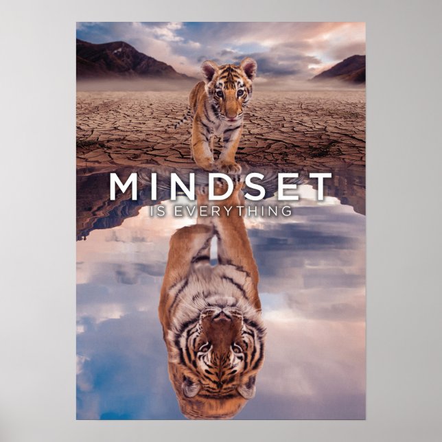 Mindset Is Everything - Tiger Water Reflection Poster (Front)