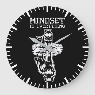 Mindset Is Everything, Wolf - Gym, Hustle, Success Large Clock