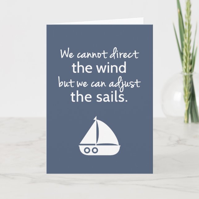 Mindset Nautical Sail boat Motivational Quote Card (Front)