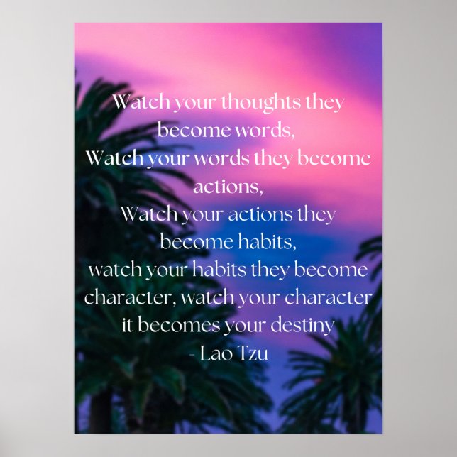 Mindset "Watch your thoughts, they become words"  Poster (Front)