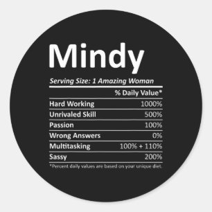 Mindy Nutrition Personalised Name Funny Christmas Classic Round Sticker