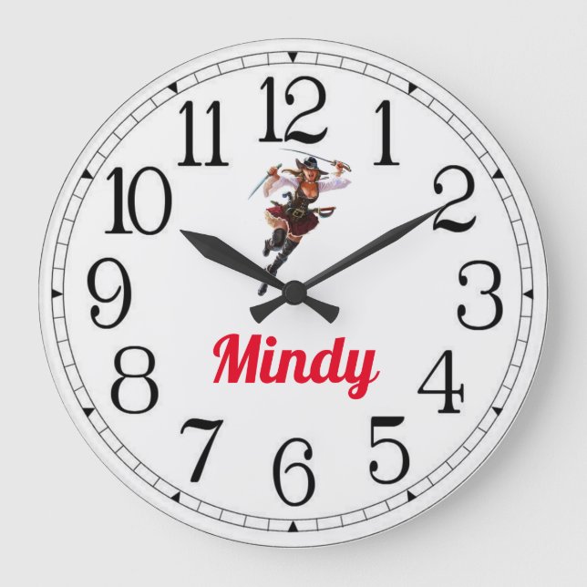 Mindy's Pirate Girl Large Clock (Front)