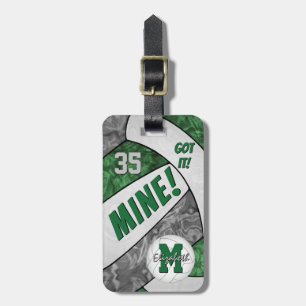 Mine! green grey her volleyball team colours luggage tag