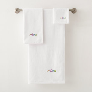 Mine Logo White Bath Towel Set